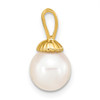14K 8-9mm Round White FWC Pearl Pendant