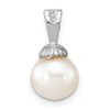 14K White Gold 8-9mm Round White FWC Pearl Pendant