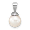 14K White Gold 8-9mm Round White FWC Pearl Pendant