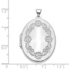 14k White Gold Floral Oval Locket