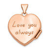 14k Rose Gold 18mm Scrolled Love You Always Heart Locket