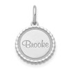 10K White Gold Scalloped Round Disc with Name Charm 10K White Gold Scalloped Round Disc with Name Charm