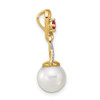 14k Diamond 8-9mm Round FWC Pearl Ruby Chain Slide