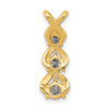 14k AAA Diamond 3 Stone Criss-Cross Chain Slide