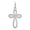 14k White Gold Polished Small Ribbon Cross Pendant