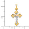 14k Two-tone Polished Fleur de Lis INRI Crucifix Pendant