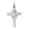 14k White Gold Polished and Satin Hollow Cross Pendant