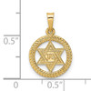 14k Polished and Textured Solid Star of David in Frame Pendant
