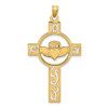 14k Laser Cut Claddagh Cross Charm