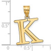 14k Polished Etched Letter K Initial Pendant