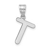 14kw Polished Bubble Letter T Initial Pendant