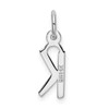14K White Gold Small Slanted Block Letter K Initial Charm