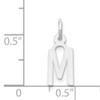 14K White Gold Small Slanted Block Letter M Initial Charm