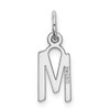 14K White Gold Small Slanted Block Letter M Initial Charm