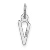 14K White Gold Small Slanted Block Letter V Initial Charm