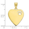 10K Heart with Cut Out Paw Print Pendant