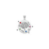 10KW Family Tree in Circle 4 Names and Birthstones w/ 18k Bezel Pendant