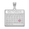 10K White Gold Calendar w/18k Bezel Birthstone Pendant
