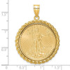 14ky 1/2oz Mounted American Eagle Coin Casted Rope Polished Bezel Pendant