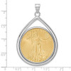 14kw 1oz Mounted American Eagle Coin Tear Drop Polished Bezel Pendant