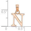 14K Rose Gold Polished Block Letter N Initial Pendant