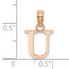 14K Rose Gold Polished Block Letter U Initial Pendant