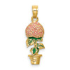 14K 3-D Enameled Pink Hydrangea Flowers In Pot Charm