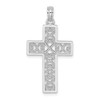 14K White Gold Polished Sqaure Cross w/ Heart Design Charm
