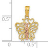 14K Two-tone  I HEART Butterfly Pendant