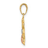 14k w/White and Rose Rhodium Diamond-cut Ladybug on Flower Pendant