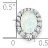 14k White Gold Oval Created Opal and Diamond Halo Chain Slide