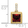 14k Square Garnet and Diamond Pendant 14k Square Garnet and Diamond Pendant