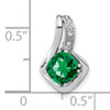 14k White Gold Created Emerald and Diamond Chain Slide Pendant