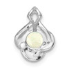 14k White Gold Polished Oval Opal & Diamond Vintage Chain Slide