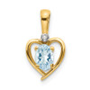 14k Aquamarine and Diamond Heart Pendant