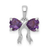 14k White Gold Polished Amethyst Bow Pendant