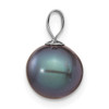 14K White Gold 8-9mm Black Round Freshwater Cultured Pearl Pendant