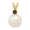 14K Smoky Quartz 8-8.5mm White Round FWC Pearl Pendant