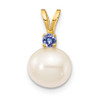 14K Tanzanite 8-8.5mm White Round FWC Pearl Pendant