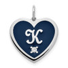 14K White Gold Monogram Initial Enameled Heart with Diamond Charm