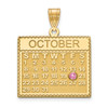 14K Calendar w/18k Bezel Birthstone Pendant