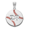 14KW Enameled Personalized Baseball with Cut Out Number Pendant