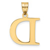 14k Polished Etched Letter D Initial Pendant