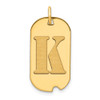 14k Polished Letter K Initial Dog Tag Pendant