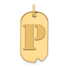 14k Polished Letter P Initial Dog Tag Pendant