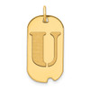 14k Polished Letter U Initial Dog Tag Pendant