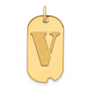 14k Polished Letter V Initial Dog Tag Pendant