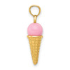 14K Satin Polished 3D  Pink Quartz Ice Cream Cone Charm