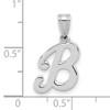14KW White Gold Script Letter B Initial  Pendant