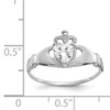 14k White Gold CZ April Birthstone Claddagh Heart Ring